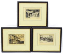 George Huardel-Bly, 19th century, Etchings, Two views of Rye comprising Landgate and Courtyard of