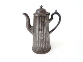 An American tin plate coffee pot with fluted detail. Approx. 10 3/4" tall Please Note - we do not