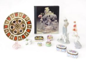 A quantity of assorted ceramic items to include a Lladro model of a girl holding a cockerel /