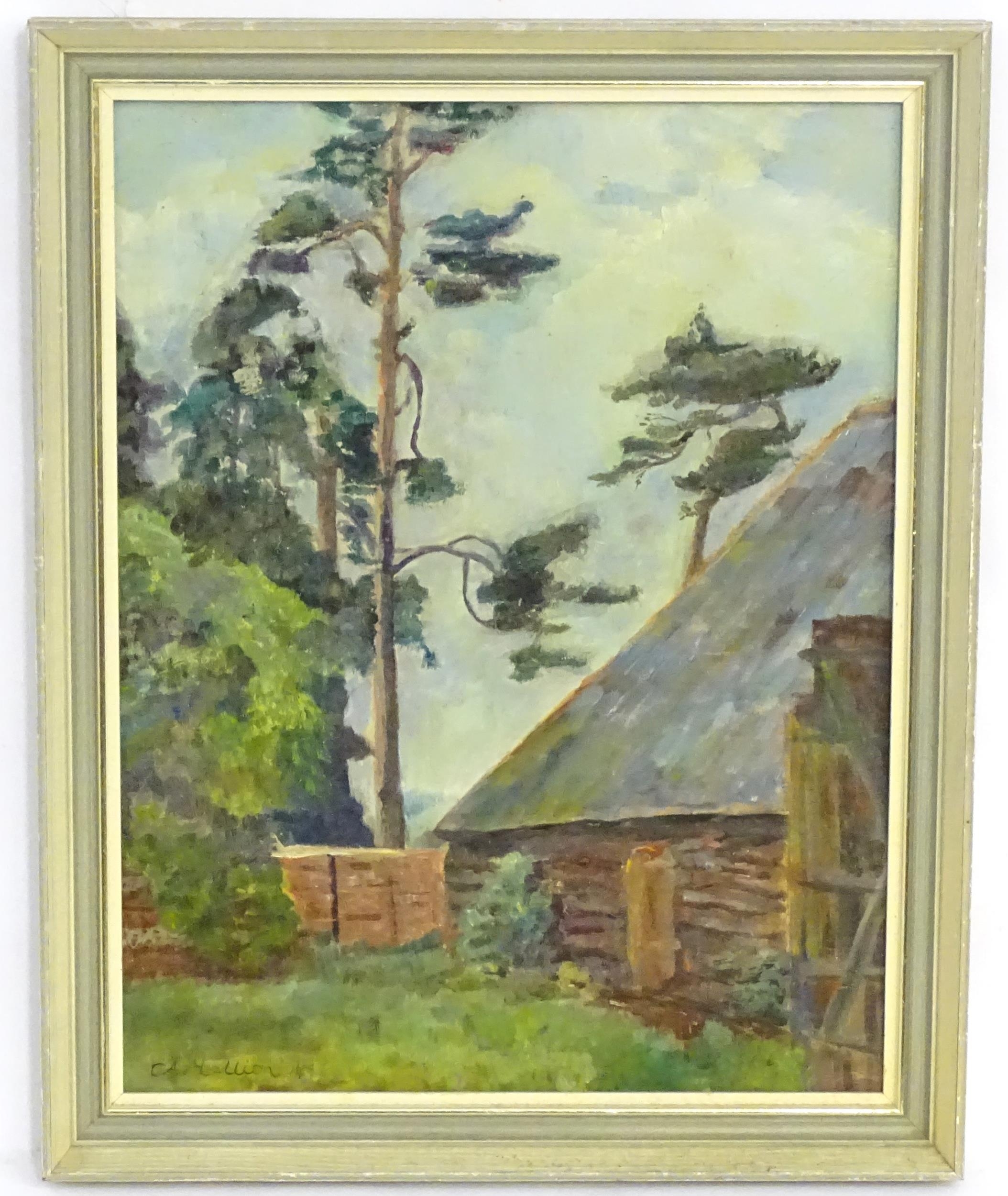 C. A. Mallion, 20th century, Oil on board, A study of a barn with trees. Signed and dated '74 - Image 3 of 4