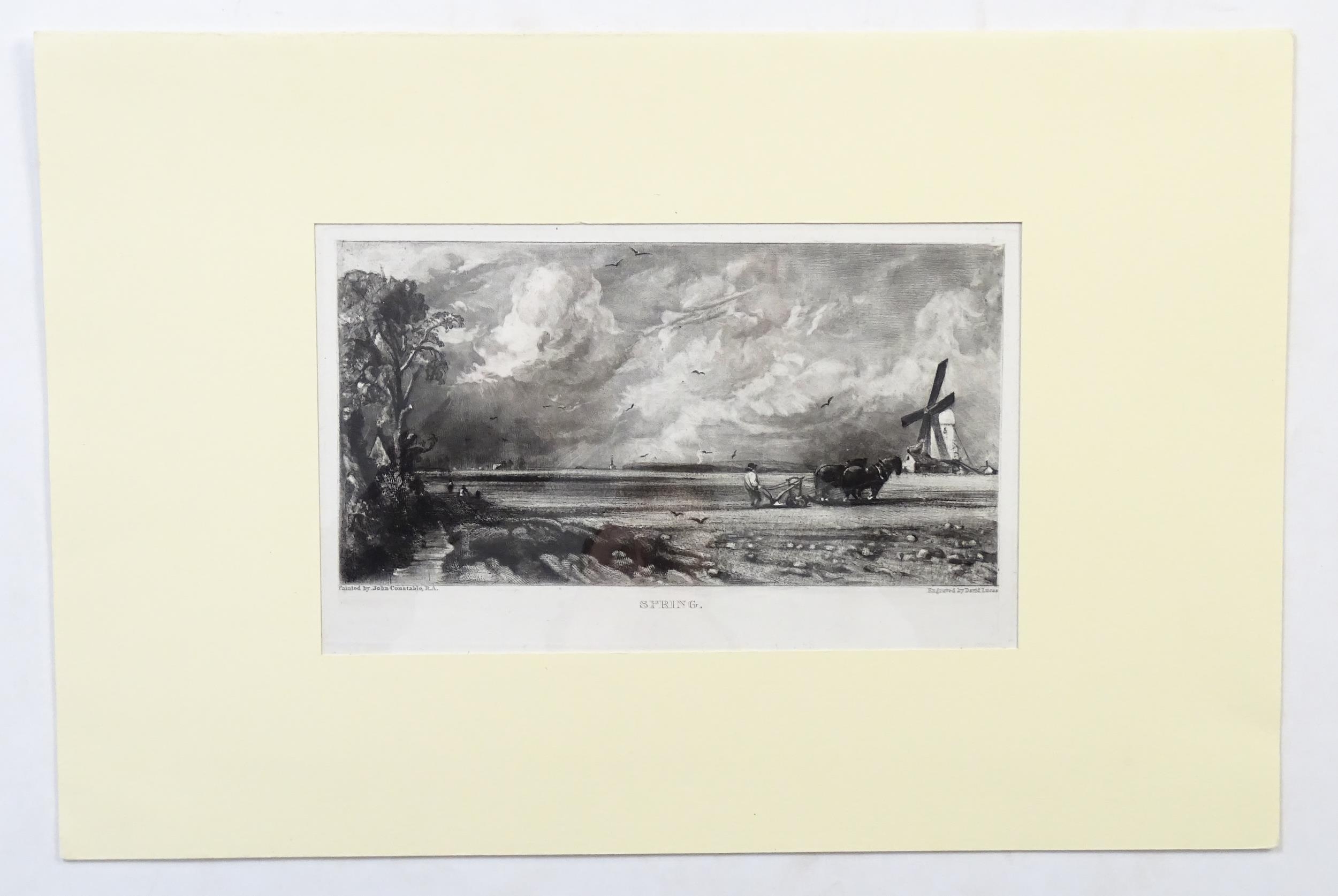 David Lucas, after John Constable (1776-1837), Mezzotint, Spring. Approx. 5" x 9 1/2" Please