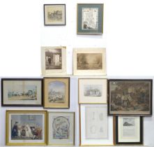 A quantity of assorted 18thC and later prints and engravings to include Anne Hathaway's Cottage