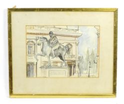 20th century, Watercolour and ink, The Equestrian Statue of Marcus Aurelius on the Capitoline