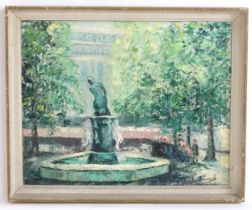 Blanche R. Seward, 20th century, Oil on canvas, Fountain in Sloane Square, London. Signed lower