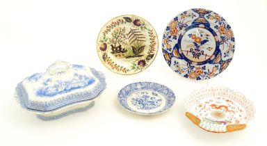 Assorted ceramics to include a Spode shaped dish with Chinese dragon, phoenix and flaming pearl