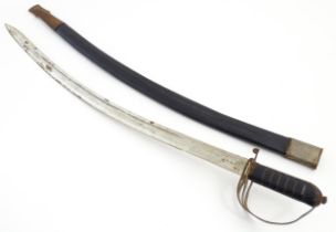 Militaria: an early to mid 20thC eastern sabre and scabbard, approx 37" long Please Note - we do not