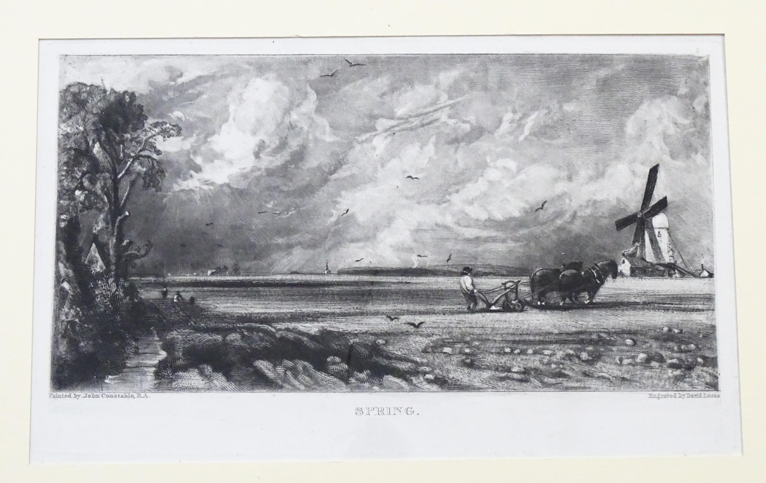 David Lucas, after John Constable (1776-1837), Mezzotint, Spring. Approx. 5" x 9 1/2" Please - Image 3 of 8