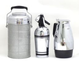 Three retro items comprising a Sparklets Limited soda siphon, model SG2, a Camel Vacuum Flask