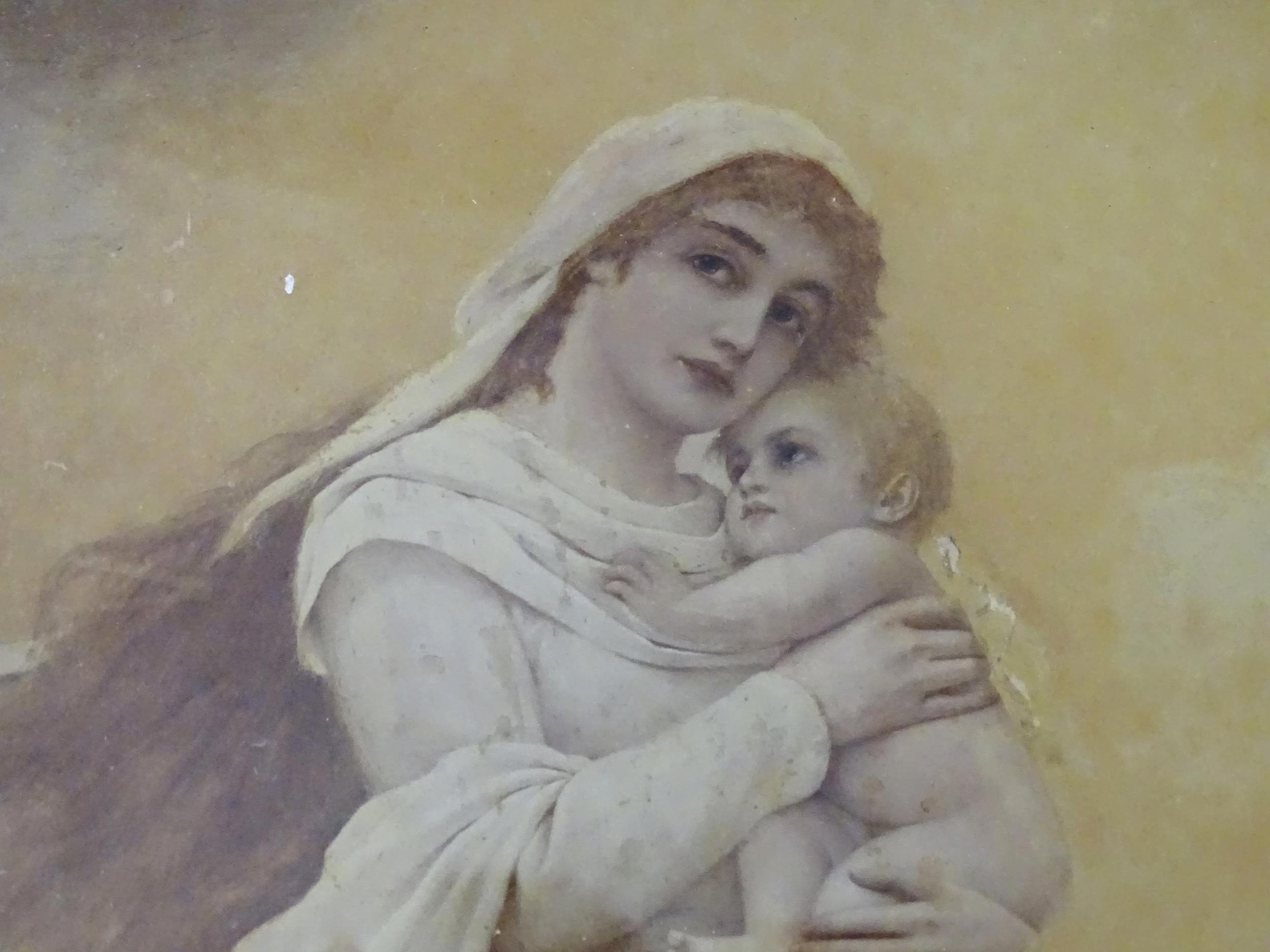 A 20thC crystoleum print depicting Madonna and Child after Cuno von Bodenhausen. Approx. 12" x 10" - Image 4 of 6