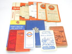 A quantity of mid 20thC maps, including Geographia Ramblers' Map - Isle of Wight, Ordnance Survey