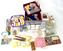 A quantity of assorted sewing / needlework / lace making interest items to include various