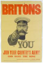 Militaria: a mid 20thC HMSO reprint of the Lord Kitchener First World War recruitment poster, approx