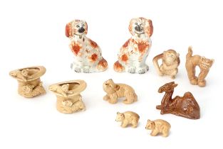 A quantity of Sylvac etc. models of animals to include a camel no. 5230, a monkey, bears, a spill