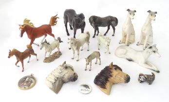 A quantity of assorted models of animals, horses, dogs, etc. to include the Danbury Mint Noble