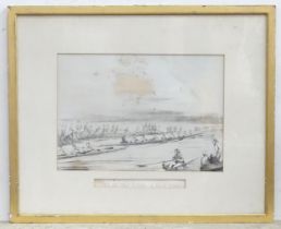 A rowing interest lithograph titled Scene on the River A Race Night. Published by J. Ryman,