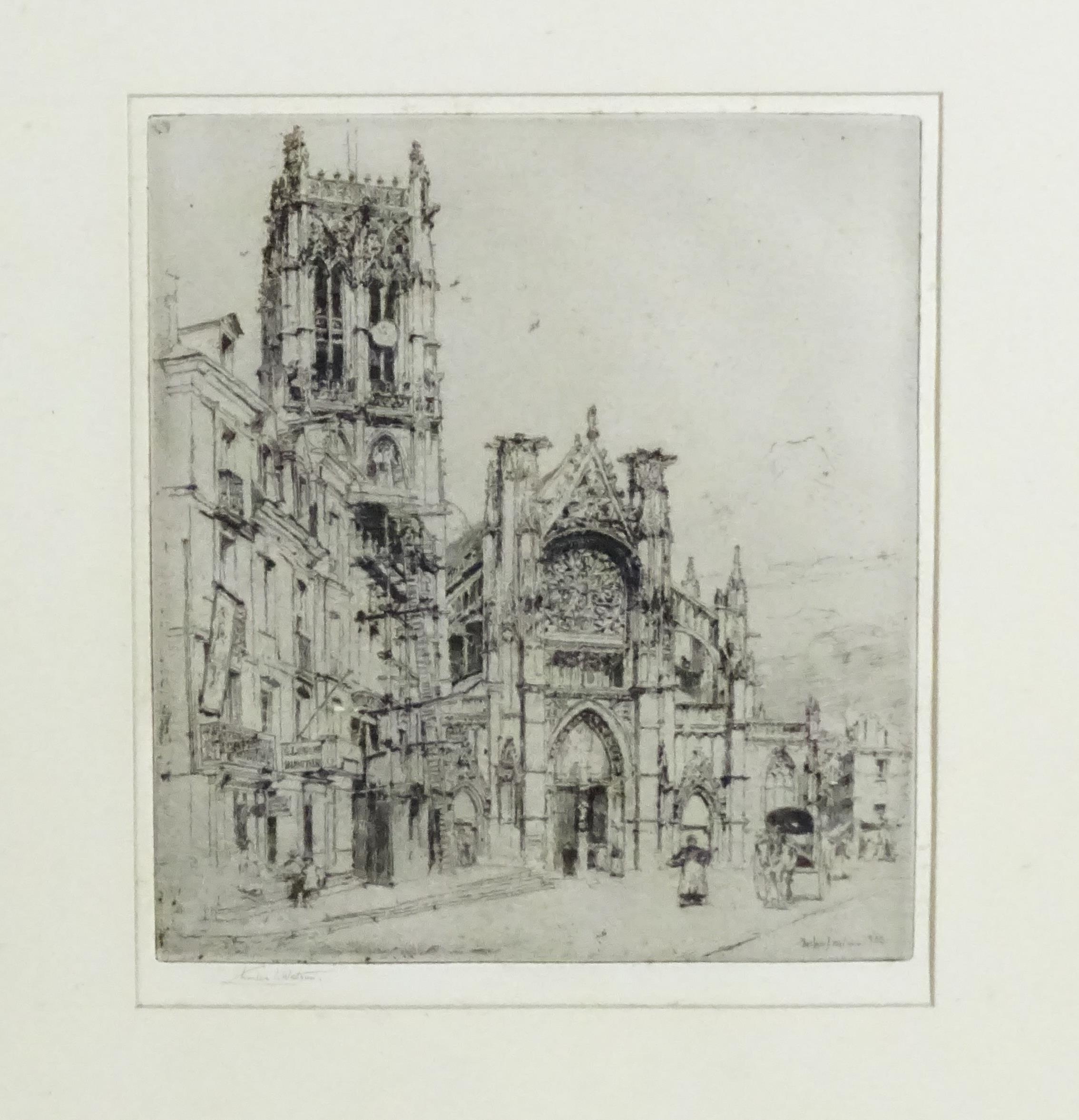 Charles J. Watson (1846-1927), Artists Proof Etching, St. Jacques, Dieppe. Signed in pencil under - Image 3 of 5