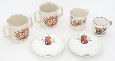 A quantity of Royal commemorative wares to include two King Edward VII loving cups, a Paragon silver