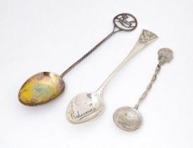 Three assorted spoons to include two silver examples, one titled 'baby' and hallmarked Glasgow