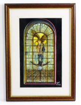 20th century, Oil on board, A study of the RAF Battle of Britain memorial stained glass window at