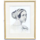 Early 20th century, English School, Pencil study, A portrait of a lady in Romanesque Dress,