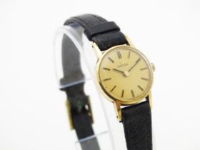 A ladies 9ct gold cased Omega wristwatch. Watch dial approx. 3/4" wide Please Note - we do not