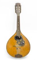 Musical instrument : an early 20thC Italian maple and mahogany mandolin. Approx 24" long Please Note