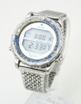 A gentleman's Seiko alarm chronograph Sports 100 'Rotocall' steel cased digital quartz A829-6019