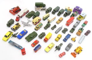 Toys: A quantity of assorted die cast scale model vehicles to include Dinky Toys: Double Decker
