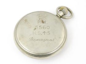 A WW2 Military issue Naval Hydrographic Survey Pocket watch supplied by Bravingtons. Gilt 17 jewel