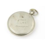 A WW2 Military issue Naval Hydrographic Survey Pocket watch supplied by Bravingtons. Gilt 17 jewel