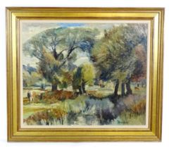 Ronald Ossory Dunlop (1894-1973), Oil on canvas, Corbett's Hill Farm, A landscape scene with trees