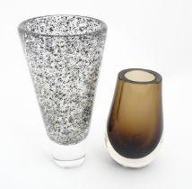 A conical Stromboli vase by Bengt Orup for Hyllinge. Signed under. Together with a sommerso glass