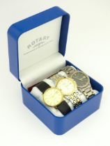 Three assorted gentlemans wristwatches to include Sieko, Rotary and Jean Renet. (3) Please Note - we