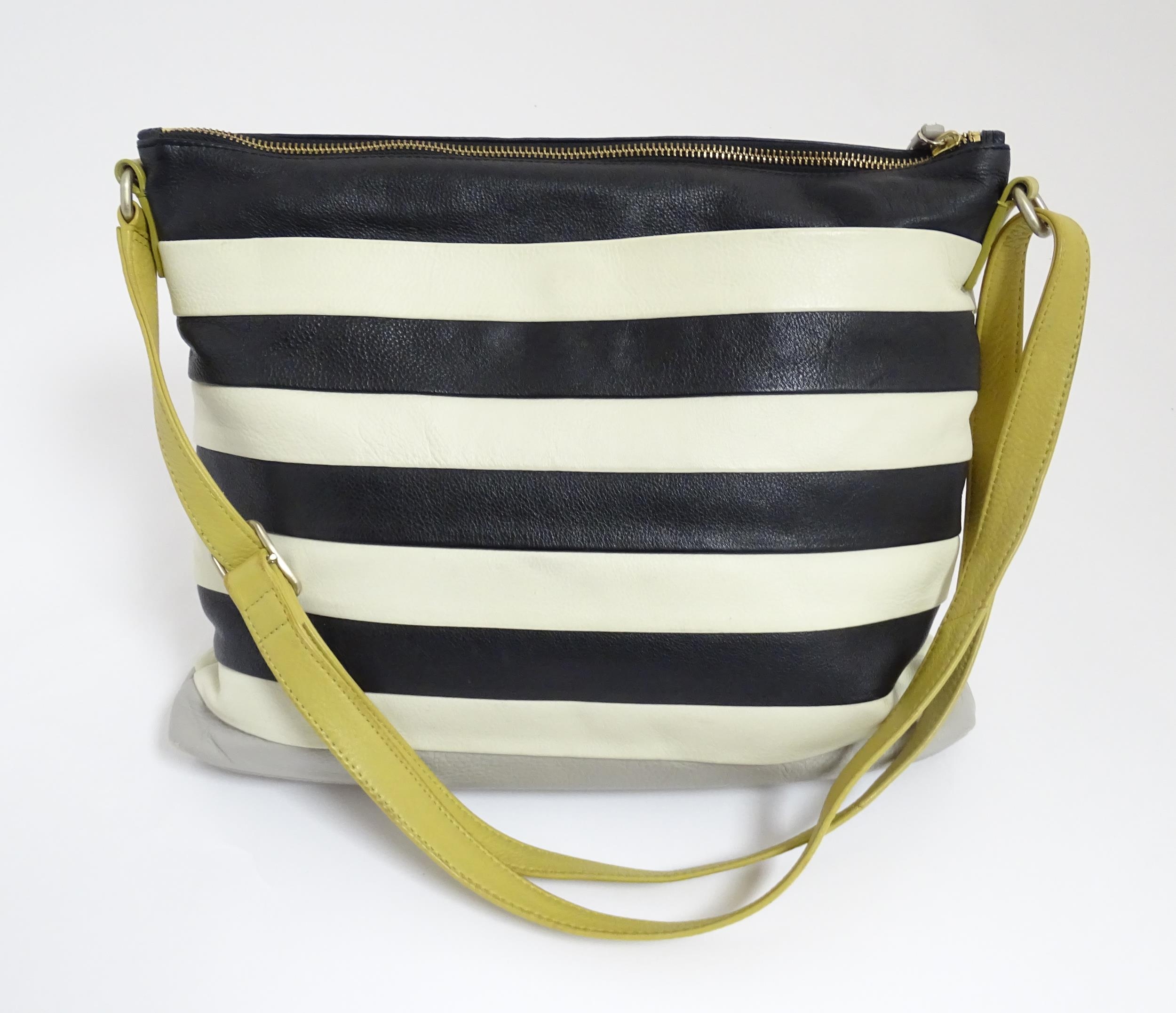 A Radley Putney leather stripe shoulder bag with original dust bag. Width approx. 14" Please - Image 5 of 9