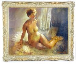 Lawrie Williamson (1932-2017), Oil on canvas, A nude portrait of Janet Terry. Signed and dated