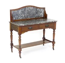 A late 19thC / early 20thC washstand, with a marble splashback and matching marble top above two