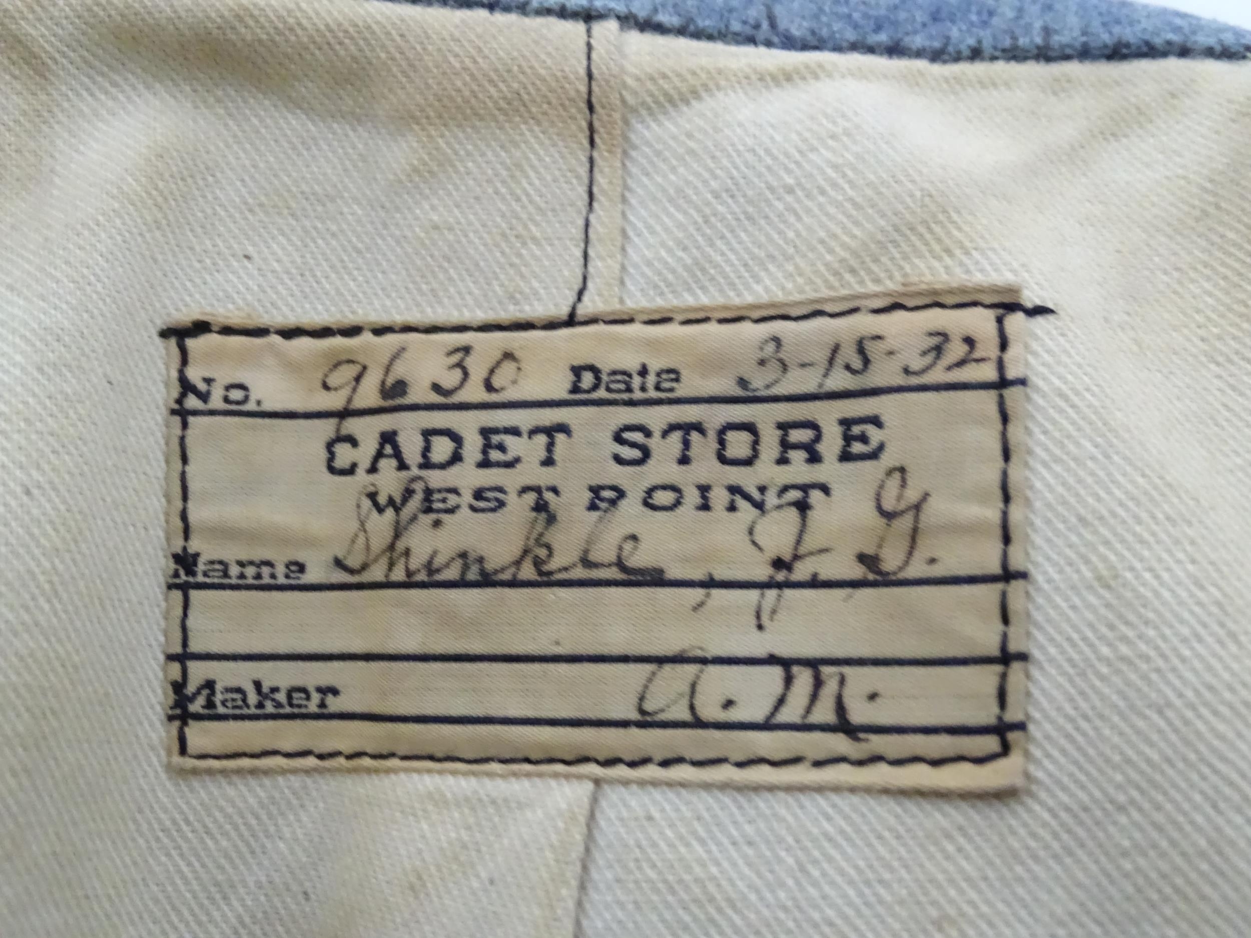 Militaria : a mid 20thC West Point Military Academy tailcoat tunic, with Cadet Store label and - Image 9 of 12