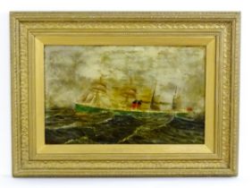 19th century, Oil on board, A seascape depicting a transitional steam sail ship, the ship titled