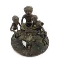 Ethnographic / Native / Tribal: An African / Ashanti / Asante cast bronze figural group with