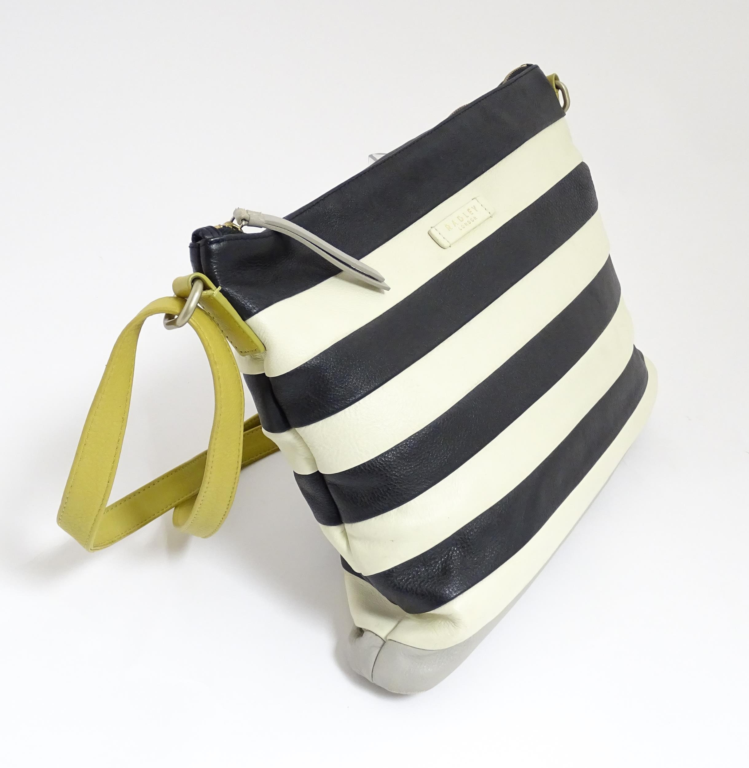 A Radley Putney leather stripe shoulder bag with original dust bag. Width approx. 14" Please - Image 4 of 9