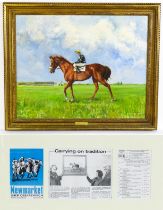 John Orr (1928-2003), Oil on canvas, A portrait of the Race Horse 'Cider with Rosie' with the Jockey