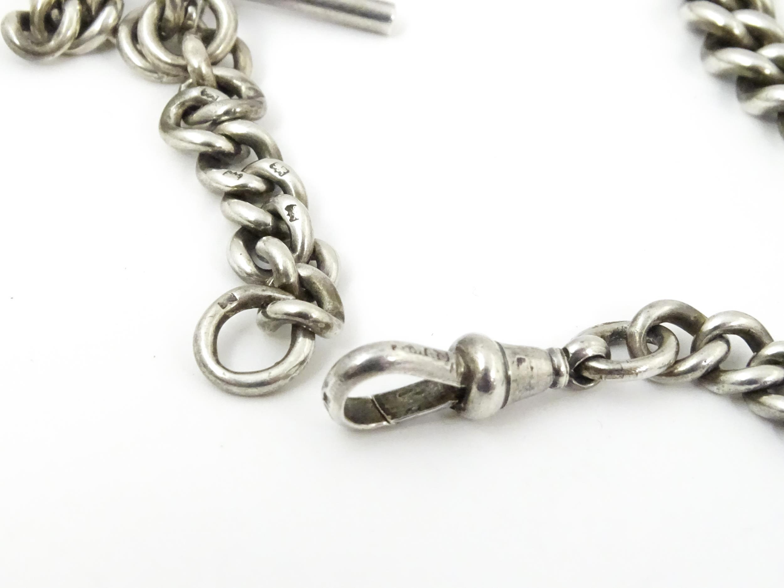 A silver graduated curb link pocket watch chain. Approx. 14 1/2" long Please Note - we do not make - Image 5 of 6