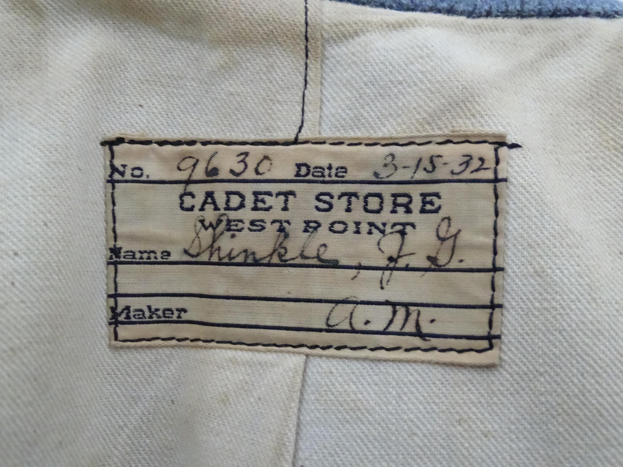 Militaria : a mid 20thC West Point Military Academy tailcoat tunic, with Cadet Store label and - Image 10 of 12
