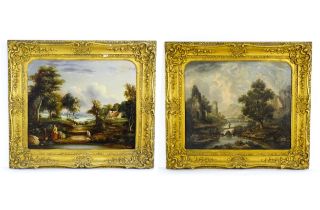 Rev. Robert Woodley Brown, 19th century, Oil on canvas, A pair of wooded river landscapes, one