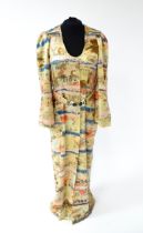 Vintage fashion / clothing: A c1970's Bill Gibb robe in UK size 12 with each button stylised as a