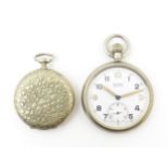 A Military pocket watch, the white enamel dial signed Buren Grand Prix with Arabic numerals and
