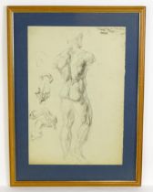 Ronald William (Josh) Kirby, (1928-2001), Drawing, Rear view of a standing male and studies of hands