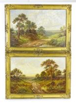 C. McKinley, 20th century, Oil on canvas, A pair of Burnham Beeches landscape scenes, one with sheep