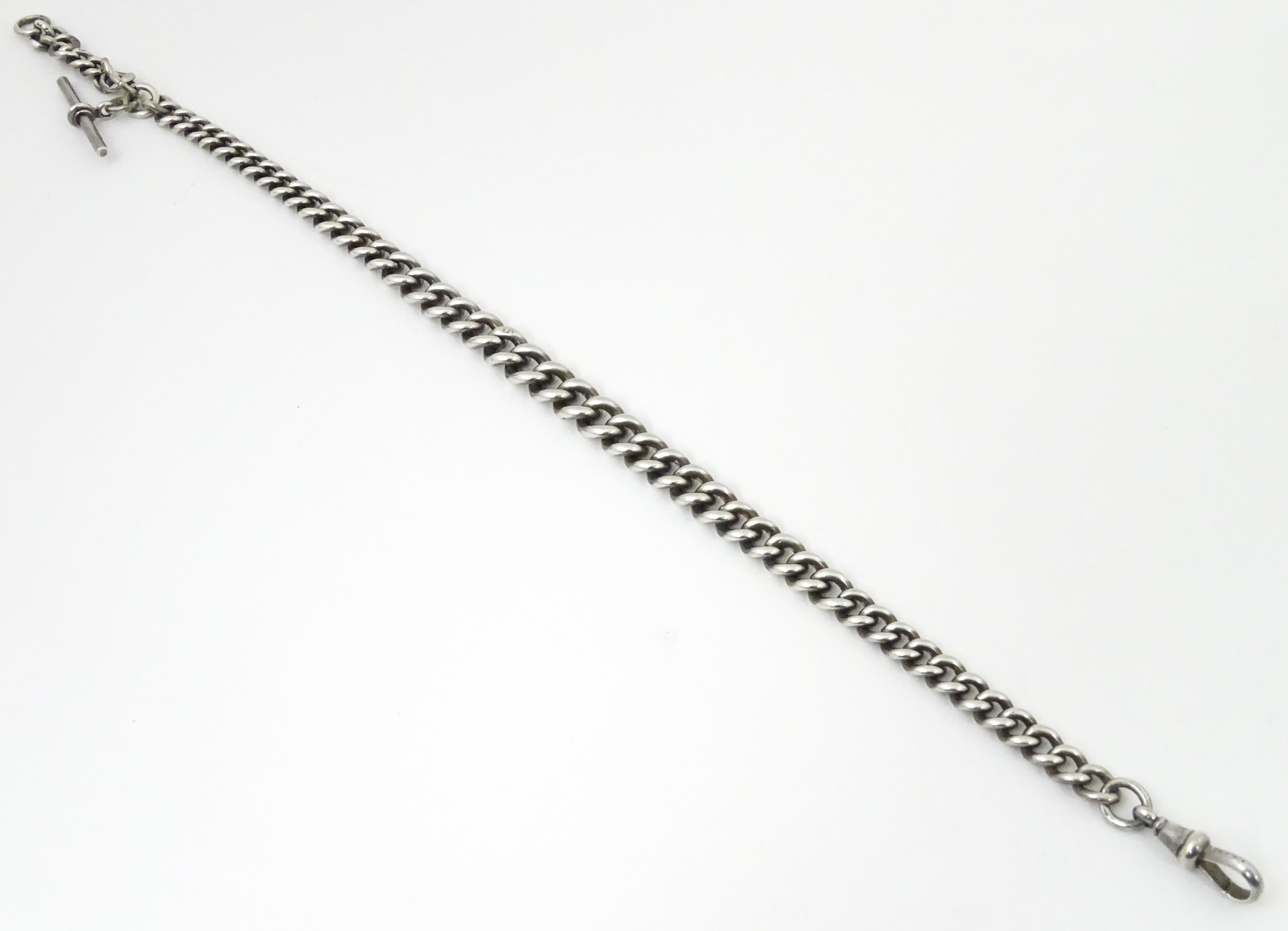 A silver graduated curb link pocket watch chain. Approx. 14 1/2" long Please Note - we do not make - Image 6 of 6