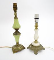 Two table lamps, one with onyx style detail. Largest approx. 14 1/2" high (2) Please Note - we do